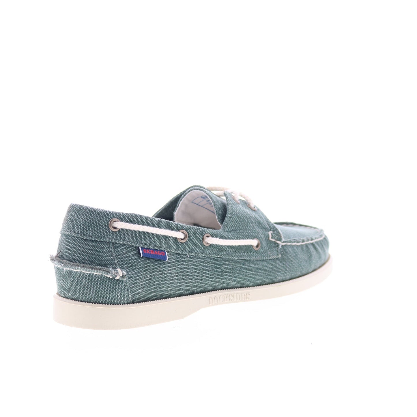 Sebago Portland Washed Canvas Mens Green Canvas Loafers & Slip Ons Boat Shoes