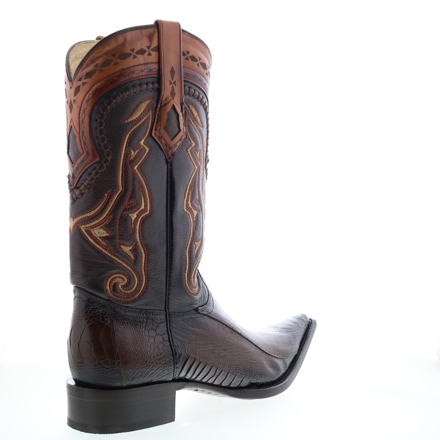 Los Altos 3X Toe Ostrich Leg 9530516 Mens Brown Wide Cowboy Western Boots