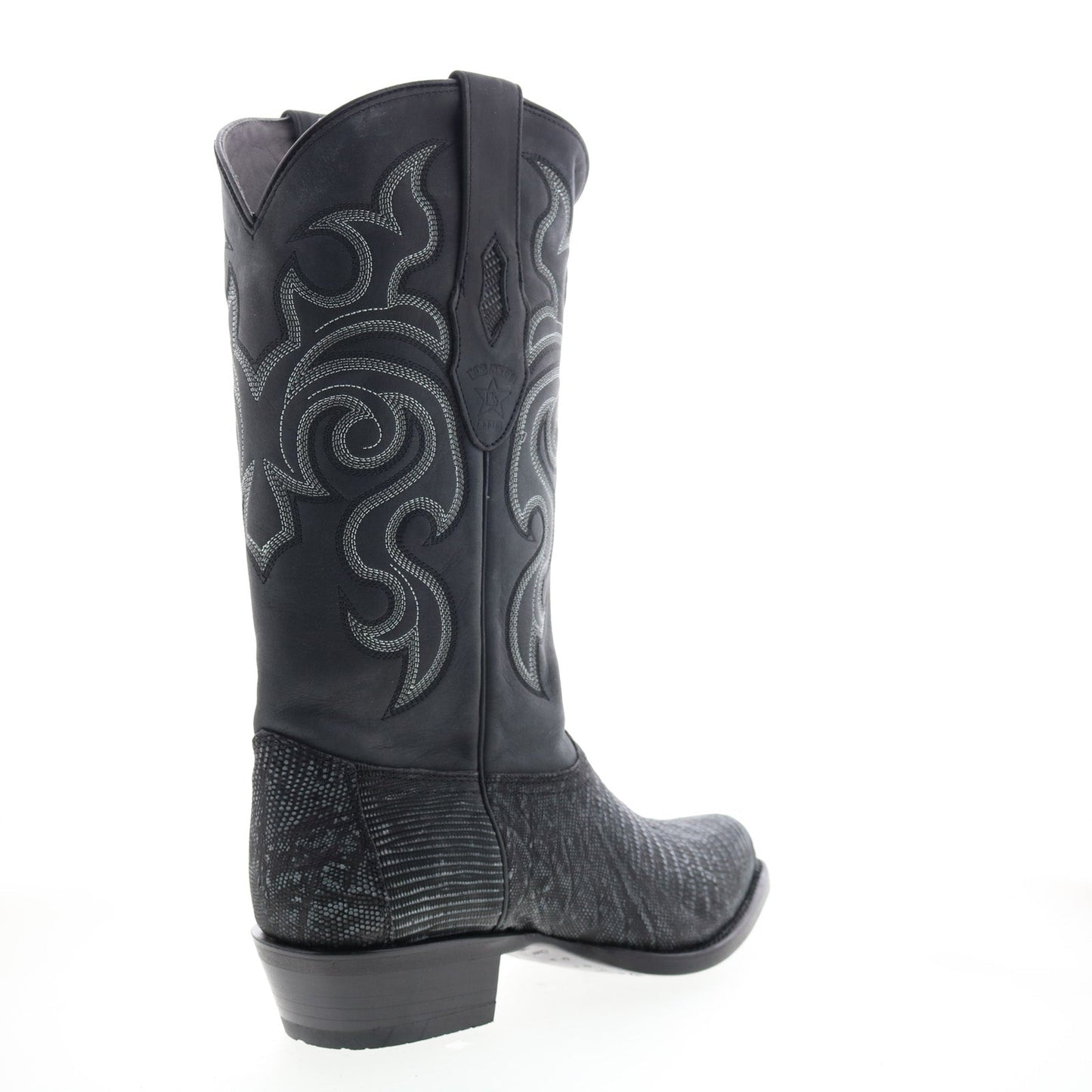 Los Altos J-Toe Teju Lizard Exotic Leather Mens Black Wide Cowboy Western Boots