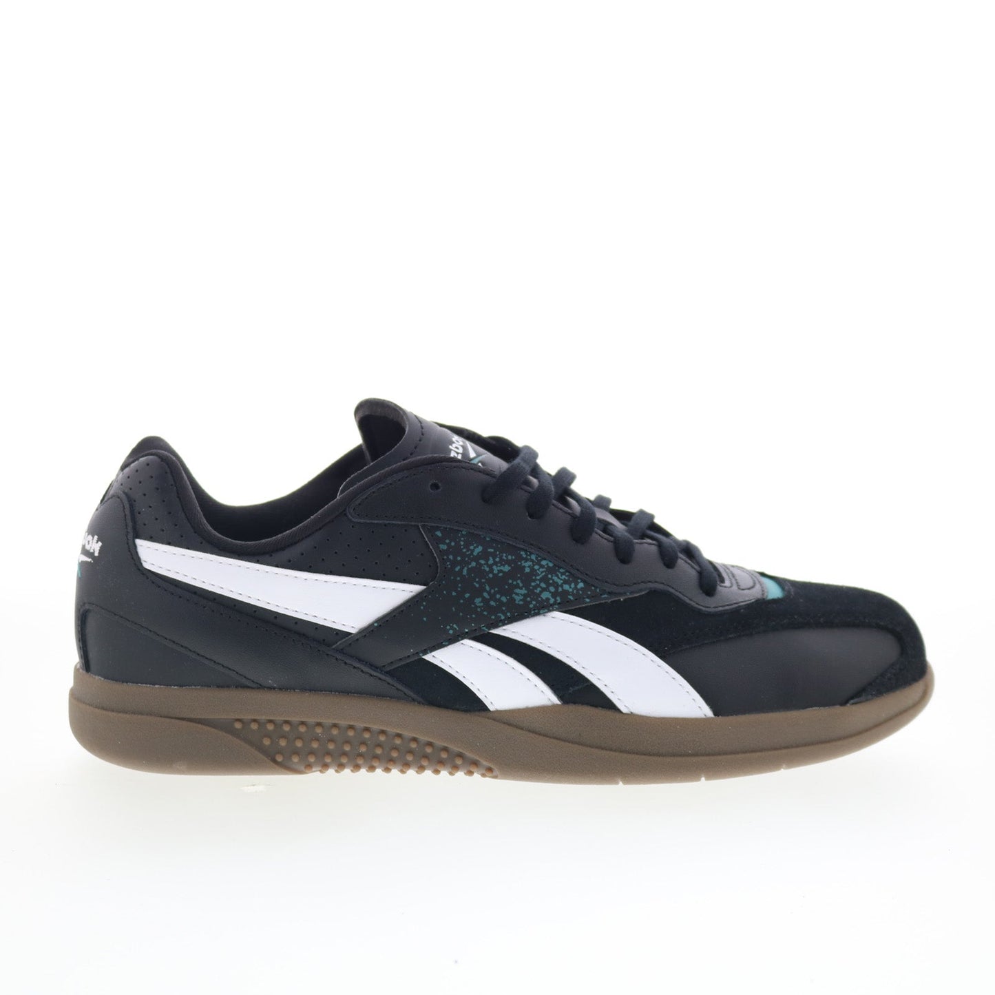 Reebok Hammer Street Mens Black Leather Lace Up Lifestyle Sneakers Shoes