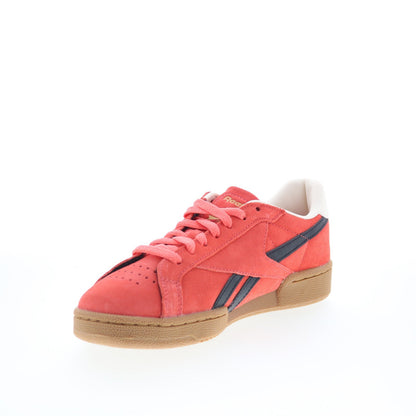 Reebok Club C Grounds UK Mens Pink Suede Lace Up Lifestyle Sneakers Shoes
