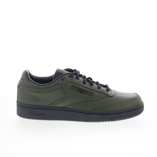 Reebok Club C 85 Obey Mens Green Leather Lace Up Lifestyle Sneakers Shoes