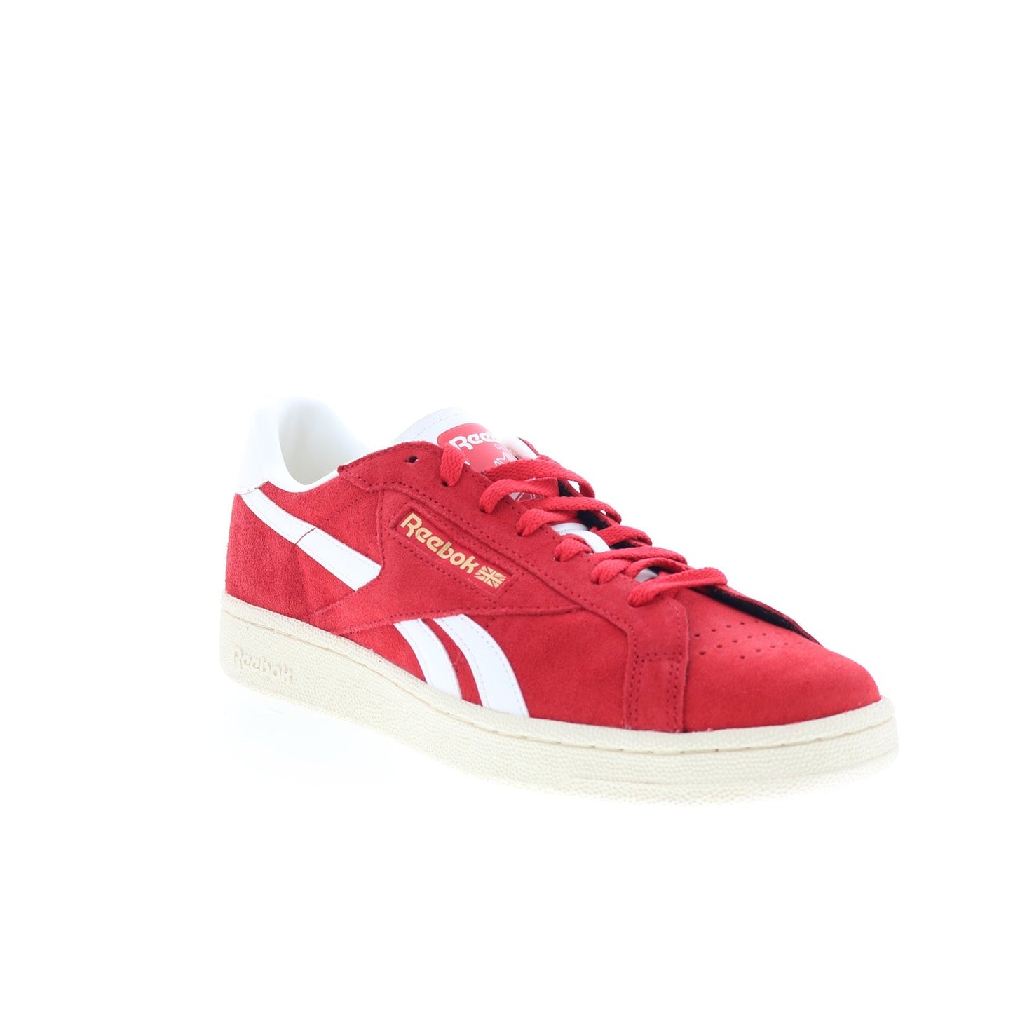 Reebok Club C Grounds UK Mens Red Suede Lace Up Lifestyle Sneakers Shoes
