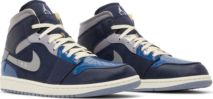 Nike Mens Air Jordan 1 Mid SE Craft Sneakers - 'Inside Out - Obsidian'
