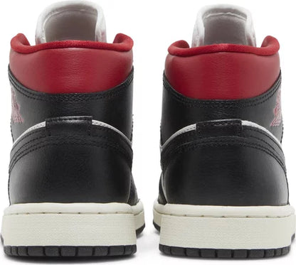 Nike Womens Air Jordan 1 Mid Sneakers - 'Black Sail Gym Red'