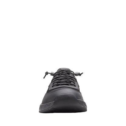 Clarks Davis Low 26165333 Mens Black Leather Lace Up Athletic Running Shoes
