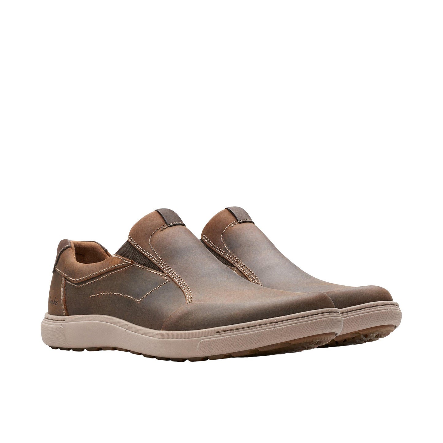 Clarks Mapstone Step Mens Brown Wide Loafers & Slip Ons Casual Shoes
