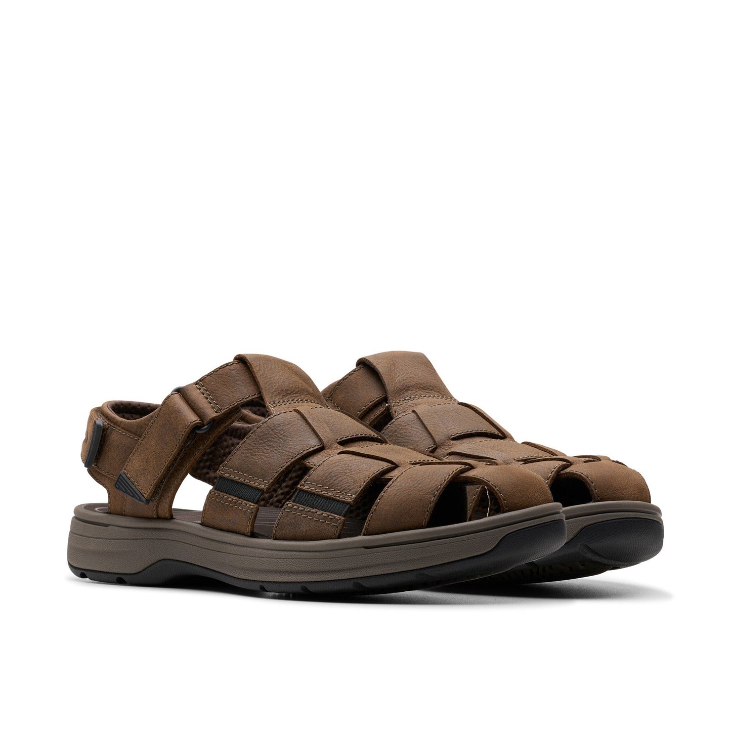 Clarks Saltway Cove 26176900 Mens Brown Leather Strap Sport Sandals Shoes