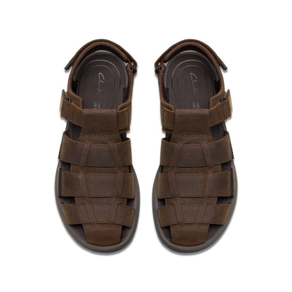 Clarks Saltway Cove 26176900 Mens Brown Leather Strap Sport Sandals Shoes