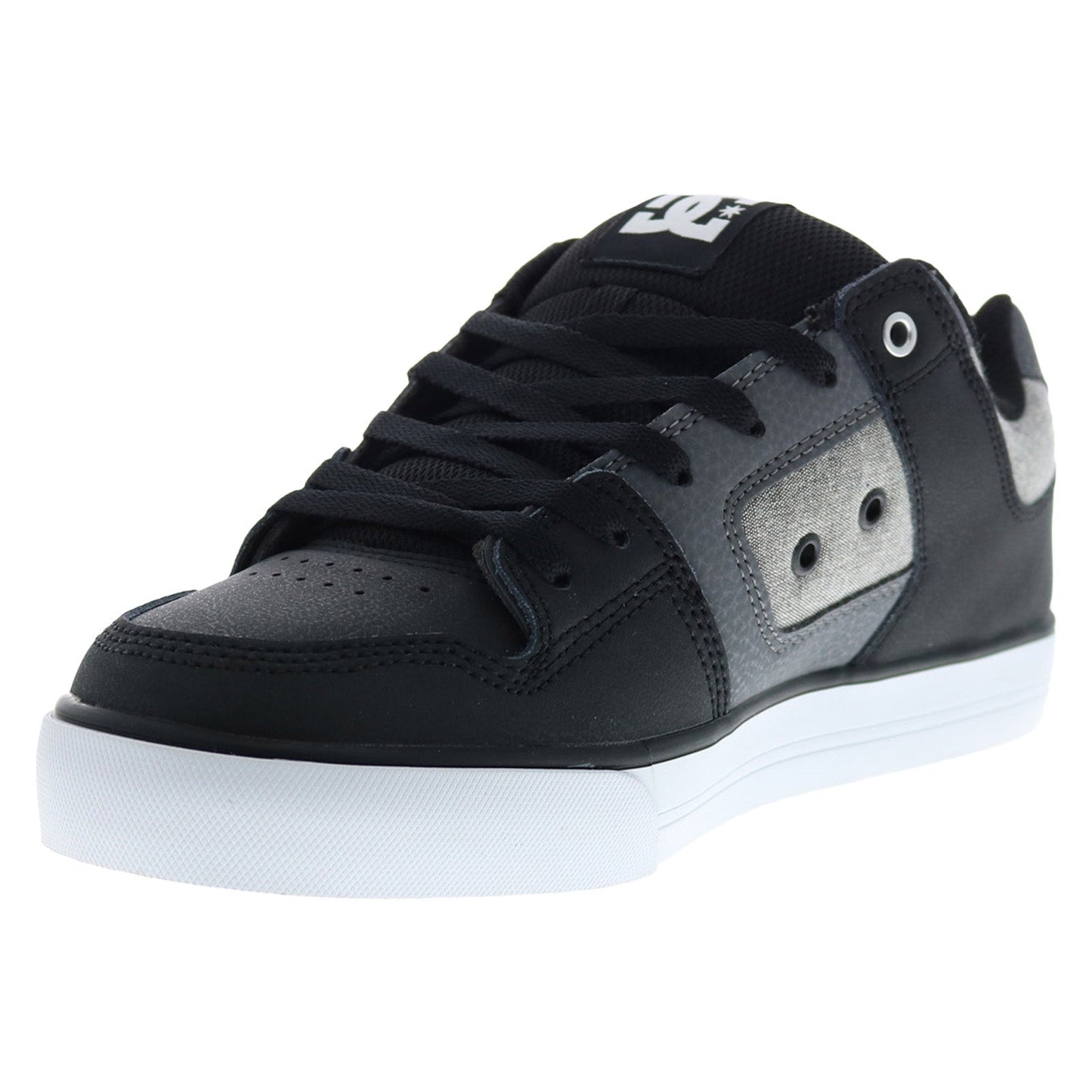 DC Pure 300660-KWA Mens Black Leather Lace Up Skate Inspired Sneakers Shoes