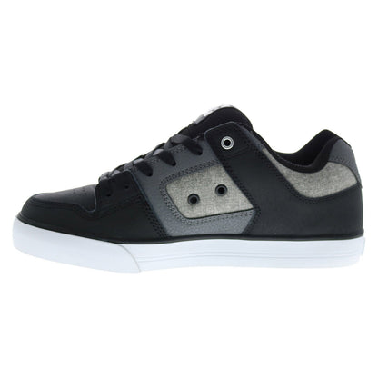 DC Pure 300660-KWA Mens Black Leather Lace Up Skate Inspired Sneakers Shoes