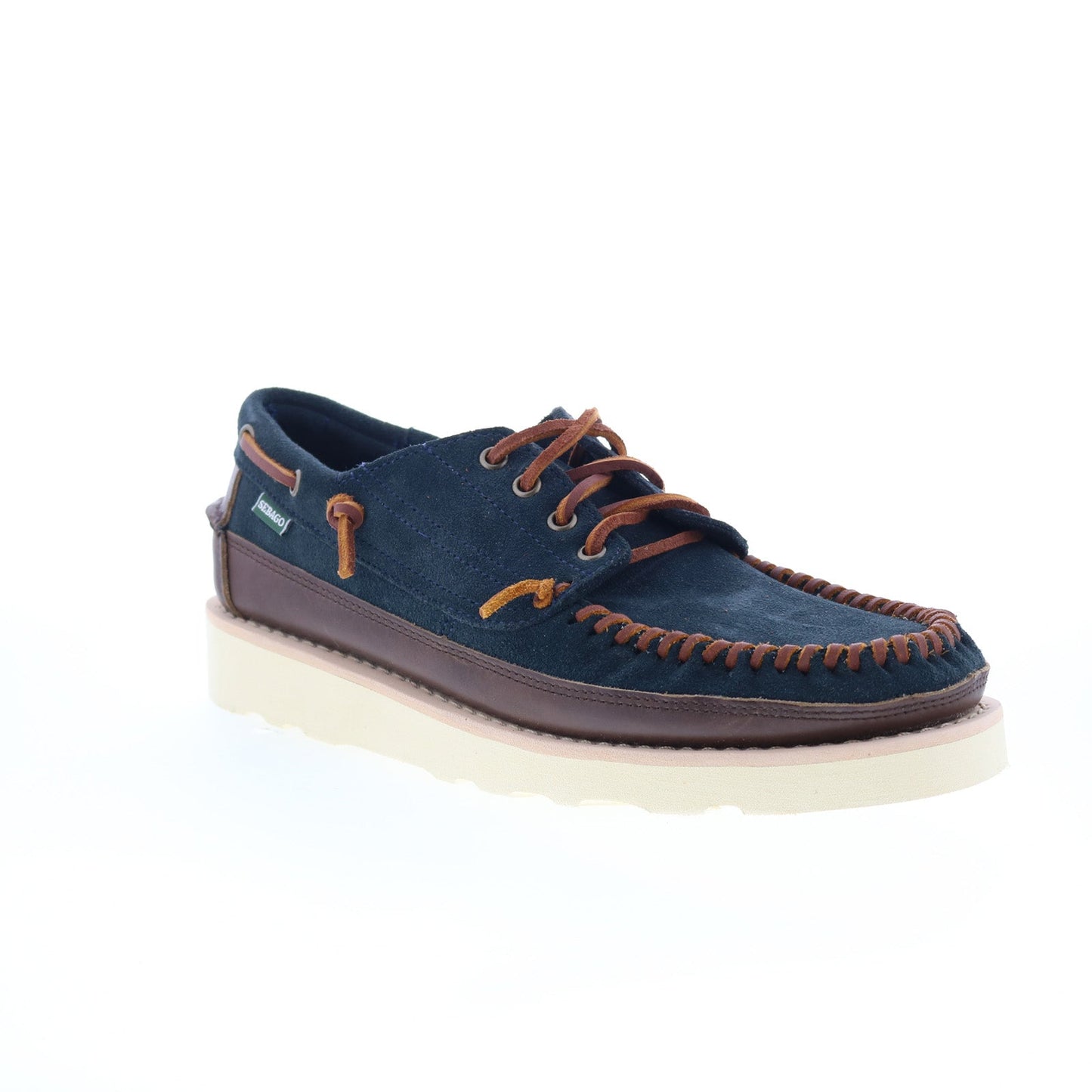 Sebago Keuka Lea Canoe Moc Mens Blue Suede Loafers & Slip Ons Boat Shoes
