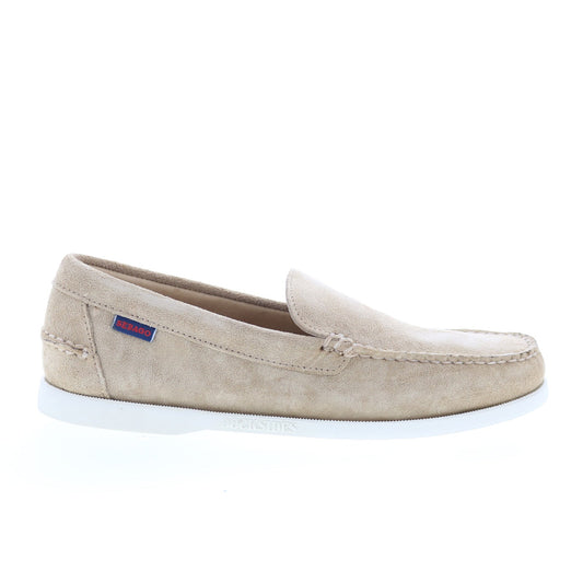 Sebago Frank Boat Roughout Mens Beige Suede Loafers & Slip Ons Casual Shoes