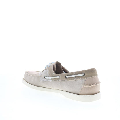 Sebago Ross Island JIB Shadow Mens Gray Suede Loafers & Slip Ons Boat Shoes
