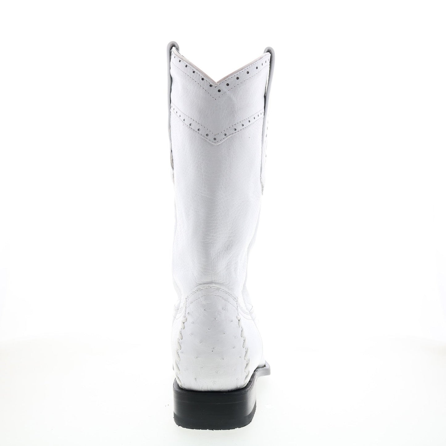 Los Altos Square Toe Ostrich Deer Stitch Mens White Wide Cowboy Western Boots