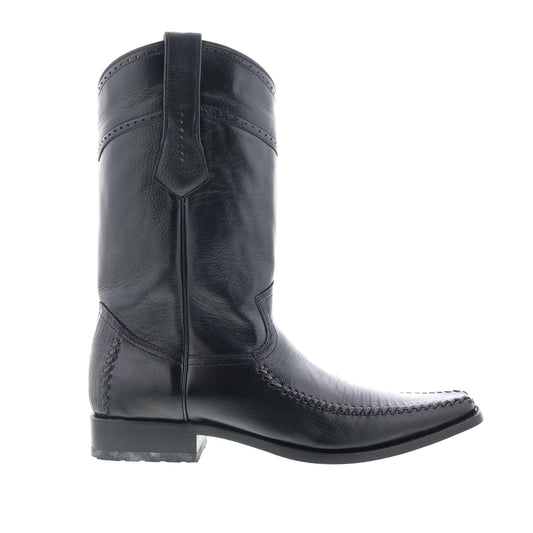 Los Altos Narrow Square Toe Teju Lizard Mens Black Wide Cowboy Western Boots