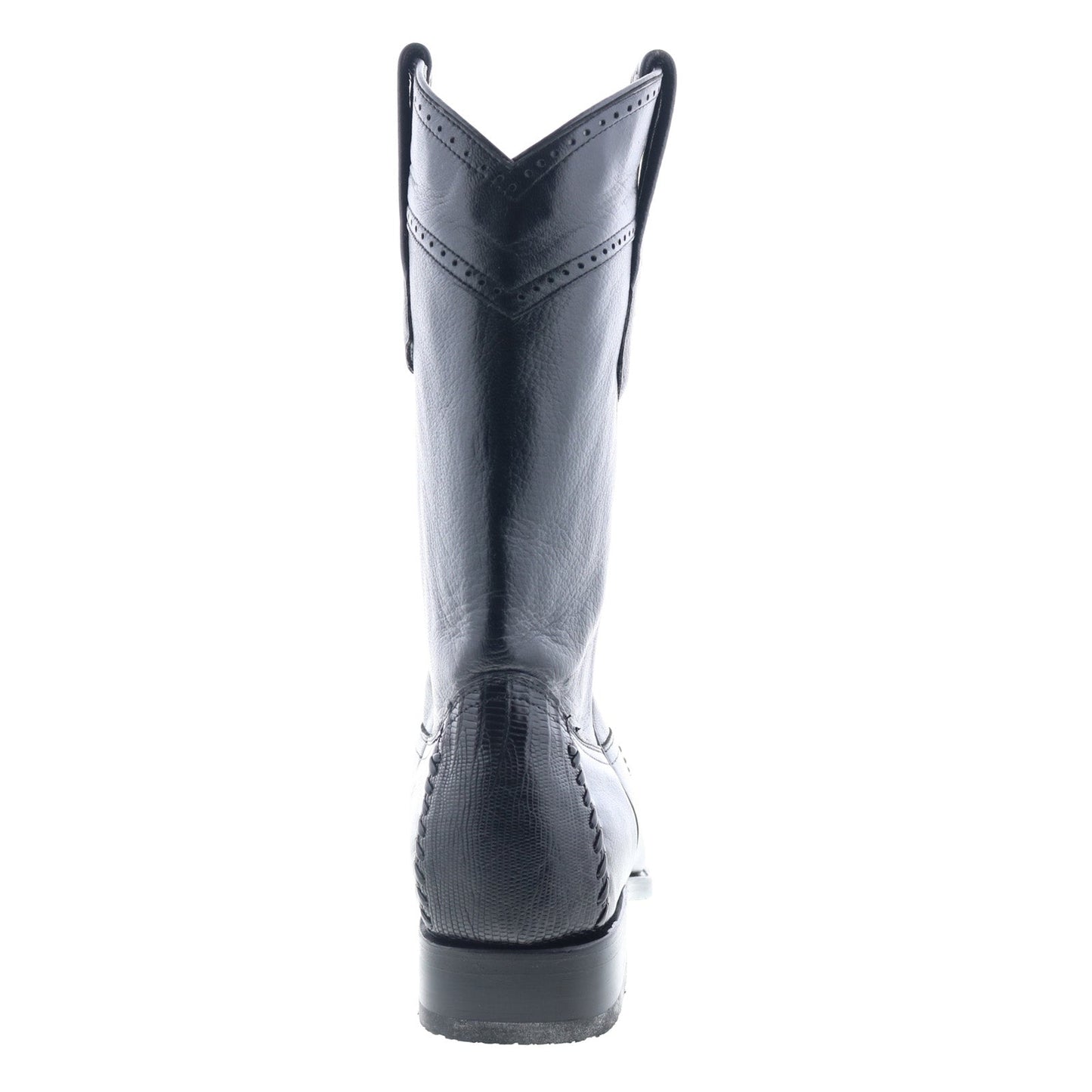 Los Altos Narrow Square Toe Teju Lizard Mens Black Wide Cowboy Western Boots