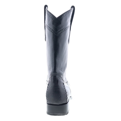 Los Altos Narrow Square Toe Teju Lizard Mens Black Wide Cowboy Western Boots