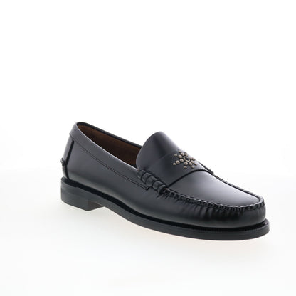 Sebago Classic Dan Sun HTC LA Mens Black Wide Leather Loafers Penny Shoes