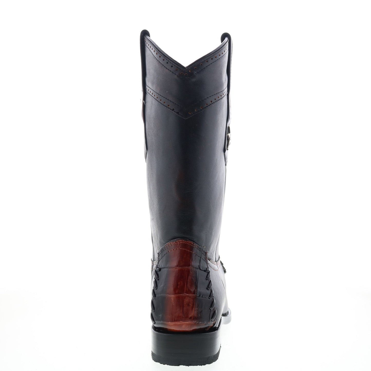 Los Altos Square Toe Caiman Belly Mens Black Wide Cowboy Western Boots