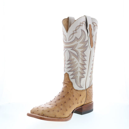 Justin Boots Pascoe Full Quill Ostrich Made In USA Mens Brown Wide Boots