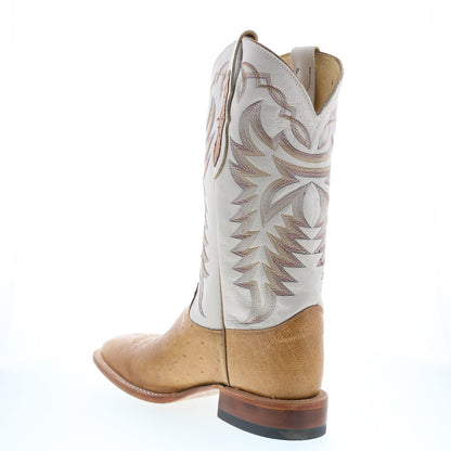 Justin Boots Pascoe Smooth Ostrich Made In USA Mens Brown Wide Western Boots