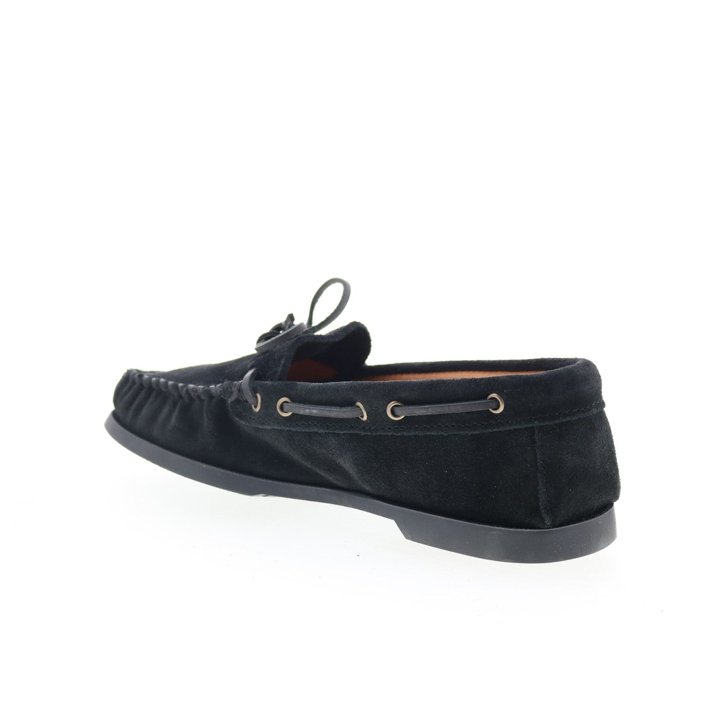 Minnetonka Asher 919C-BLK Mens Black Suede Loafers & Slip Ons Moccasin Shoes