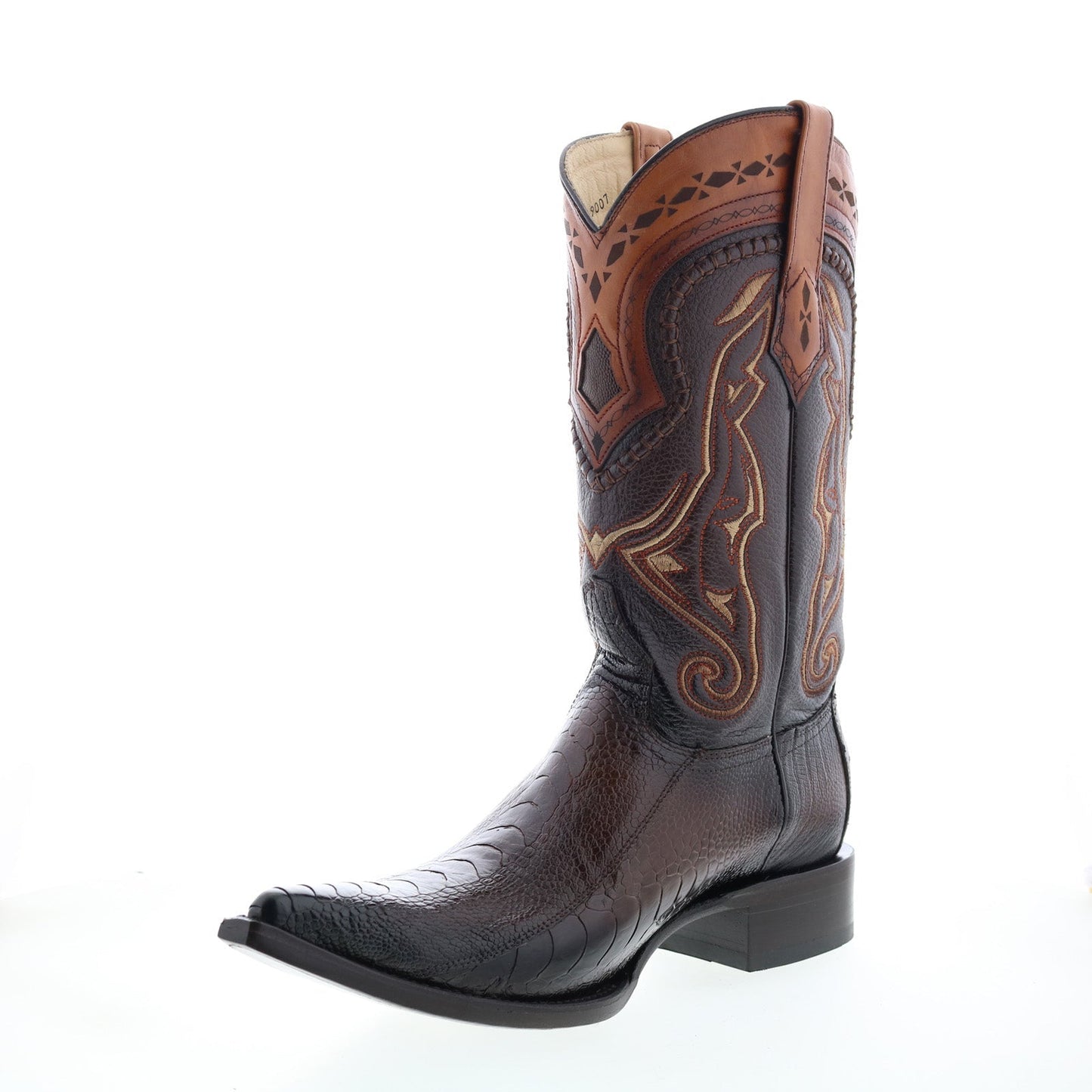 Los Altos 3X Toe Ostrich Leg 9530516 Mens Brown Wide Cowboy Western Boots