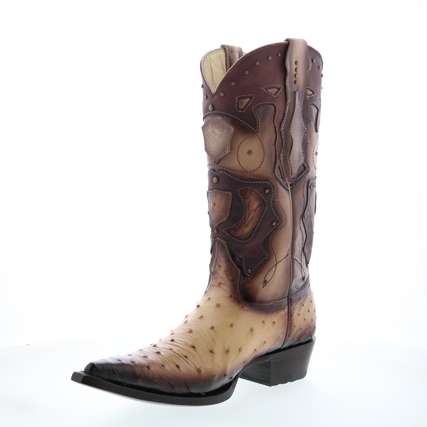 Los Altos 3X Toe Ostrich 95VF0315 Mens Brown Wide Cowboy Western Boots