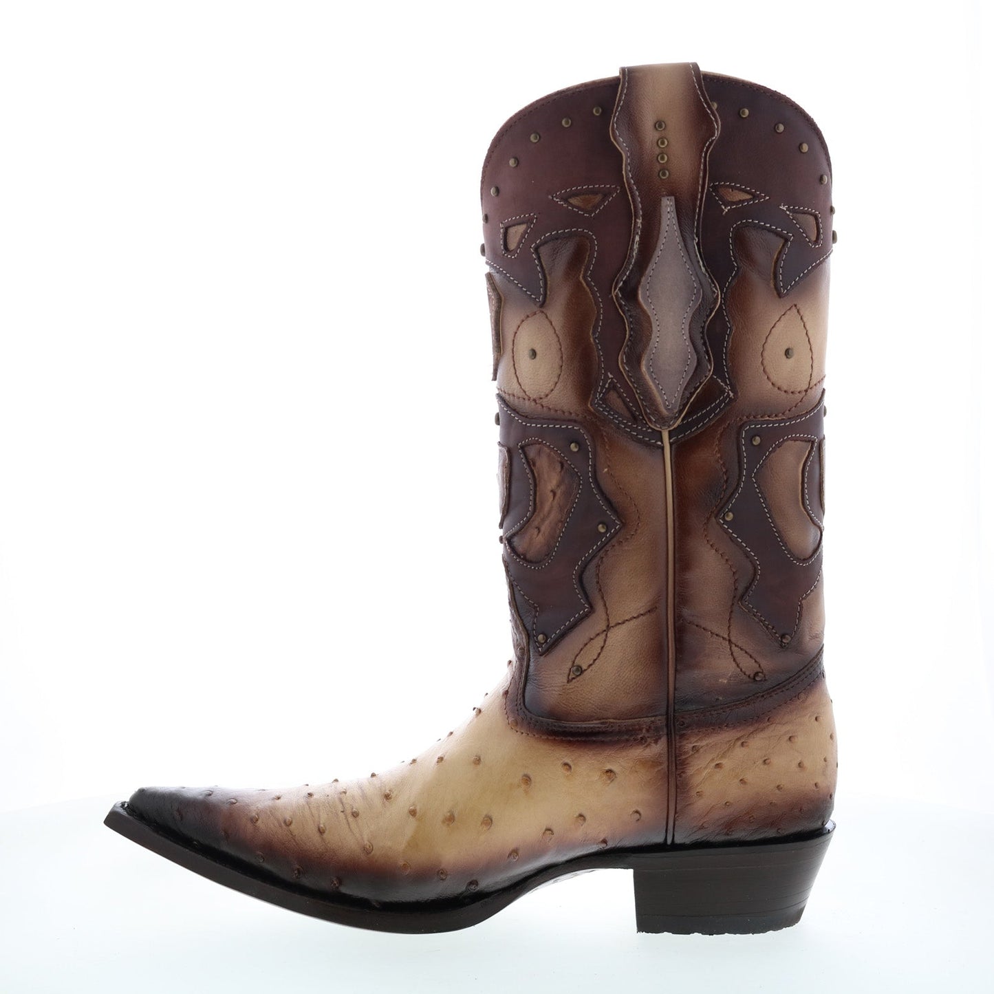 Los Altos 3X Toe Ostrich 95VF0315 Mens Brown Wide Cowboy Western Boots