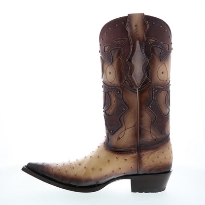 Los Altos 3X Toe Ostrich 95VF0315 Mens Brown Wide Cowboy Western Boots