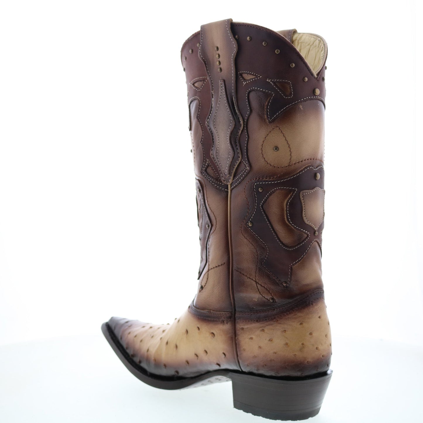 Los Altos 3X Toe Ostrich 95VF0315 Mens Brown Wide Cowboy Western Boots