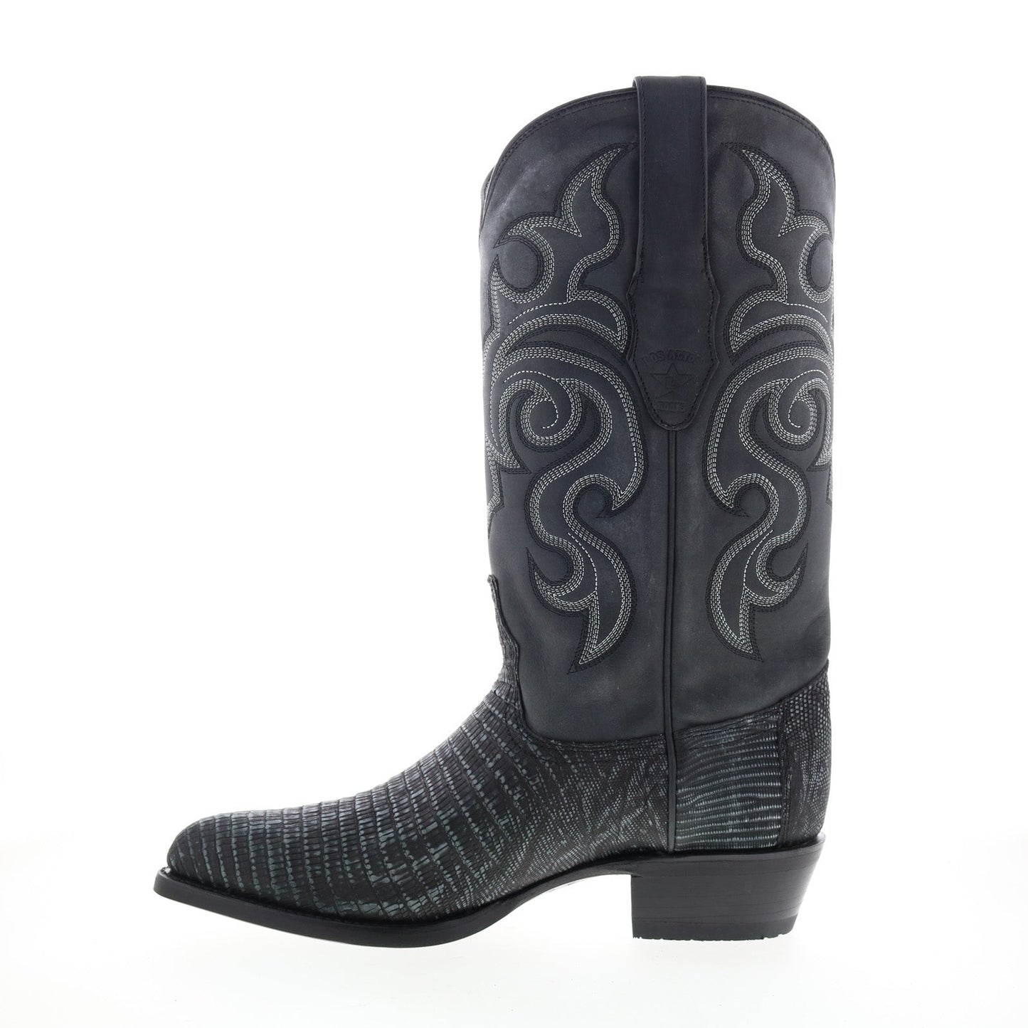 Los Altos J-Toe Teju Lizard Exotic Leather Mens Black Wide Cowboy Western Boots