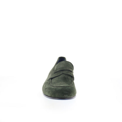 Di Bianco Agata Mens Green Suede Slip On Loafers & Slip Ons Penny Shoes