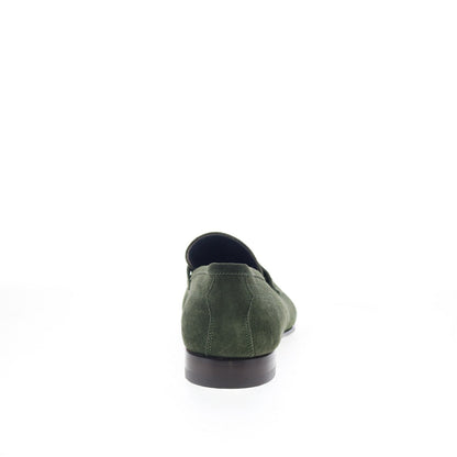 Di Bianco Agata Mens Green Suede Slip On Loafers & Slip Ons Penny Shoes