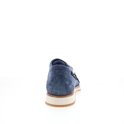 Di Bianco Asernia Mens Blue Suede Hook & Loop Loafers & Slip Ons Casual Shoes