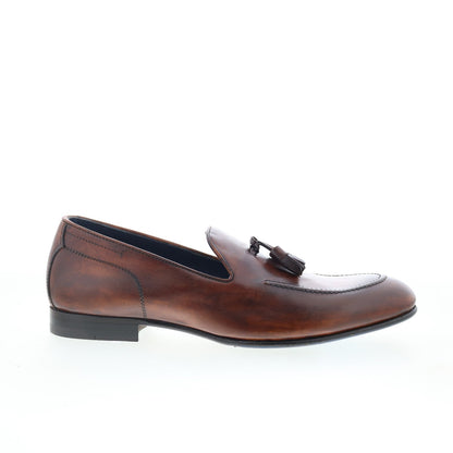 Di Bianco Bari Mens Brown Leather Slip On Loafers & Slip Ons Casual Shoes