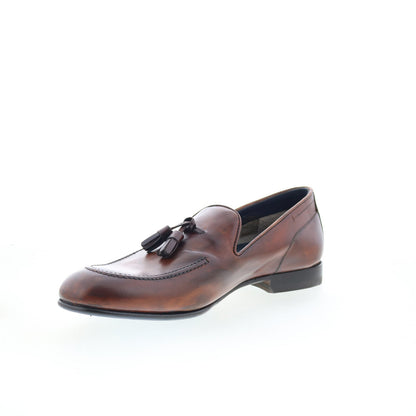 Di Bianco Bari Mens Brown Leather Slip On Loafers & Slip Ons Casual Shoes