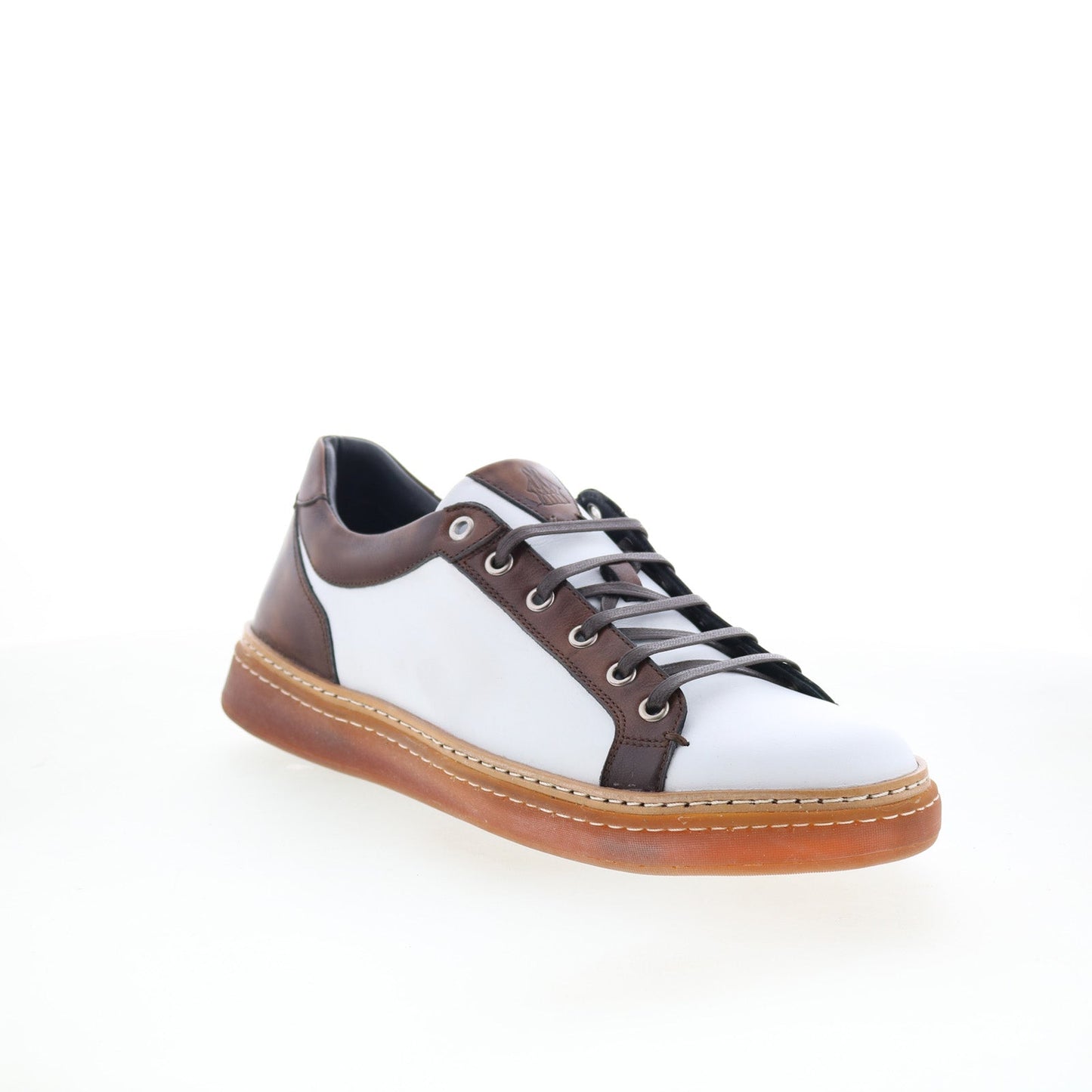 Di Bianco Binetto Mens White Leather Lace Up Lifestyle Sneakers Shoes
