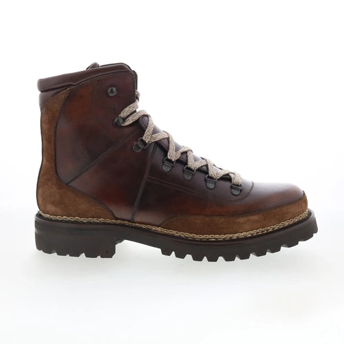 Di Bianco Bolzano Mens Brown Leather Lace Up Casual Dress Boots