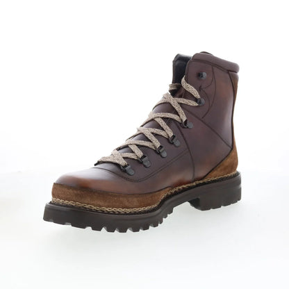 Di Bianco Bolzano Mens Brown Leather Lace Up Casual Dress Boots