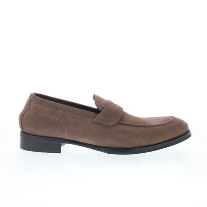 Di Bianco Brera Mens Brown Suede Slip On Loafers & Slip Ons Penny Shoes