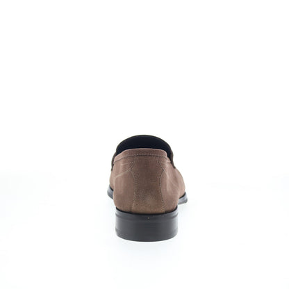 Di Bianco Brera Mens Brown Suede Slip On Loafers & Slip Ons Penny Shoes