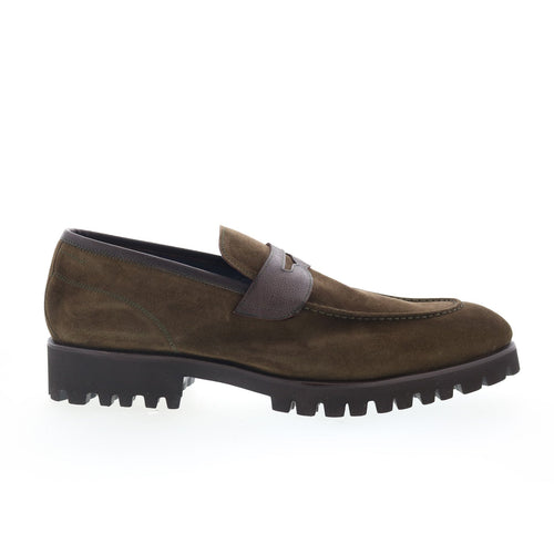 Di Bianco Brera Mens Brown Suede Slip On Loafers & Slip Ons Penny Shoes