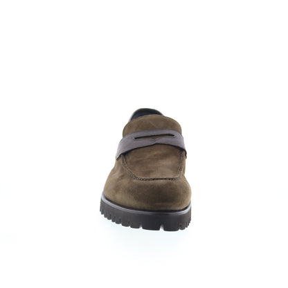 Di Bianco Brera Mens Brown Suede Slip On Loafers & Slip Ons Penny Shoes