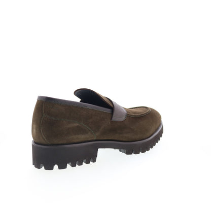 Di Bianco Brera Mens Brown Suede Slip On Loafers & Slip Ons Penny Shoes