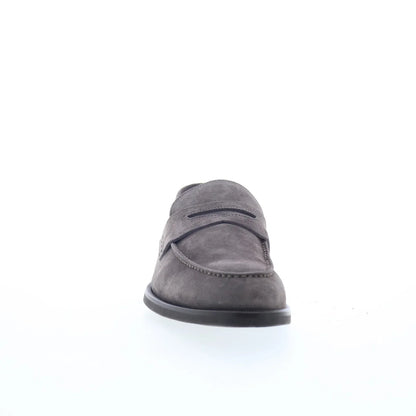 Di Bianco Velour BRERA Mens Gray Suede Loafers & Slip Ons Penny Shoes