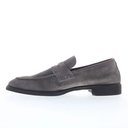 Di Bianco Velour BRERA Mens Gray Suede Loafers & Slip Ons Penny Shoes