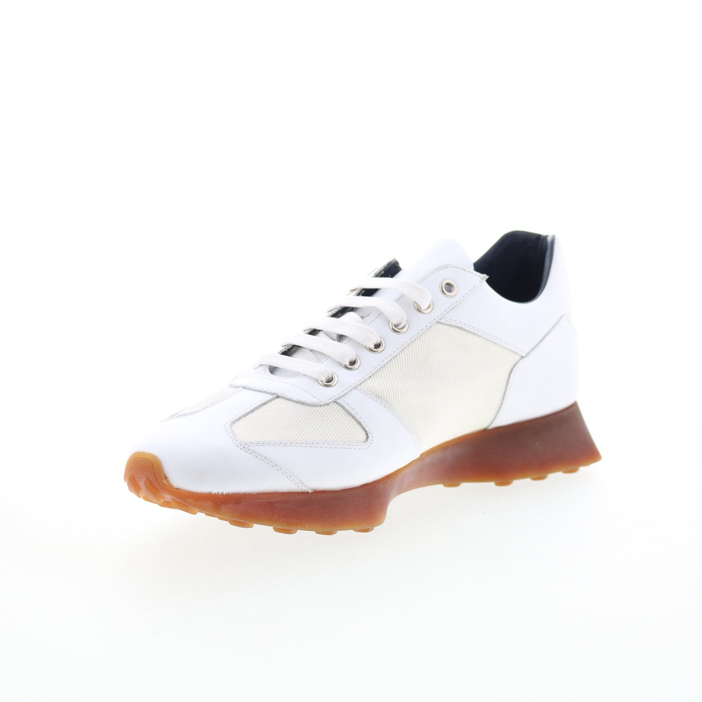 Di Bianco Carpi Mens White Leather Lace Up Lifestyle Sneakers Shoes