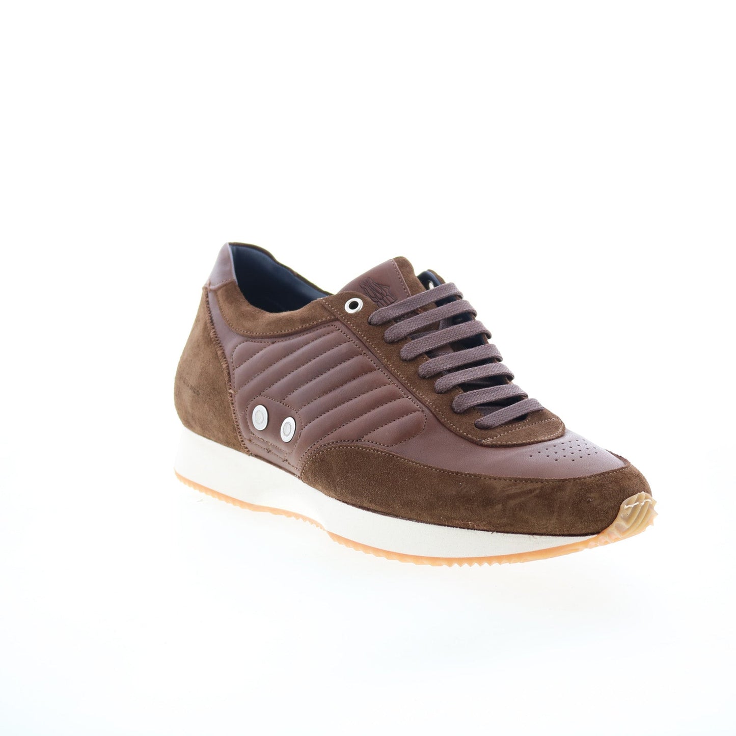Di Bianco Daytona Luxe Mens Brown Leather Lace Up Lifestyle Sneakers Shoes